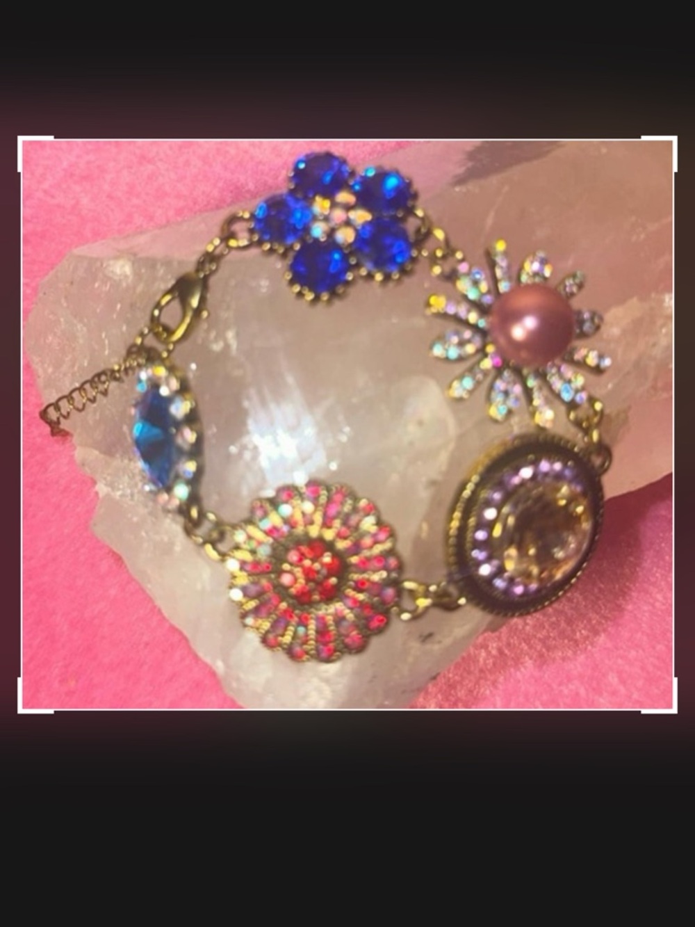 Multicolor Floral Crystal Bracelet - Women Jewelry